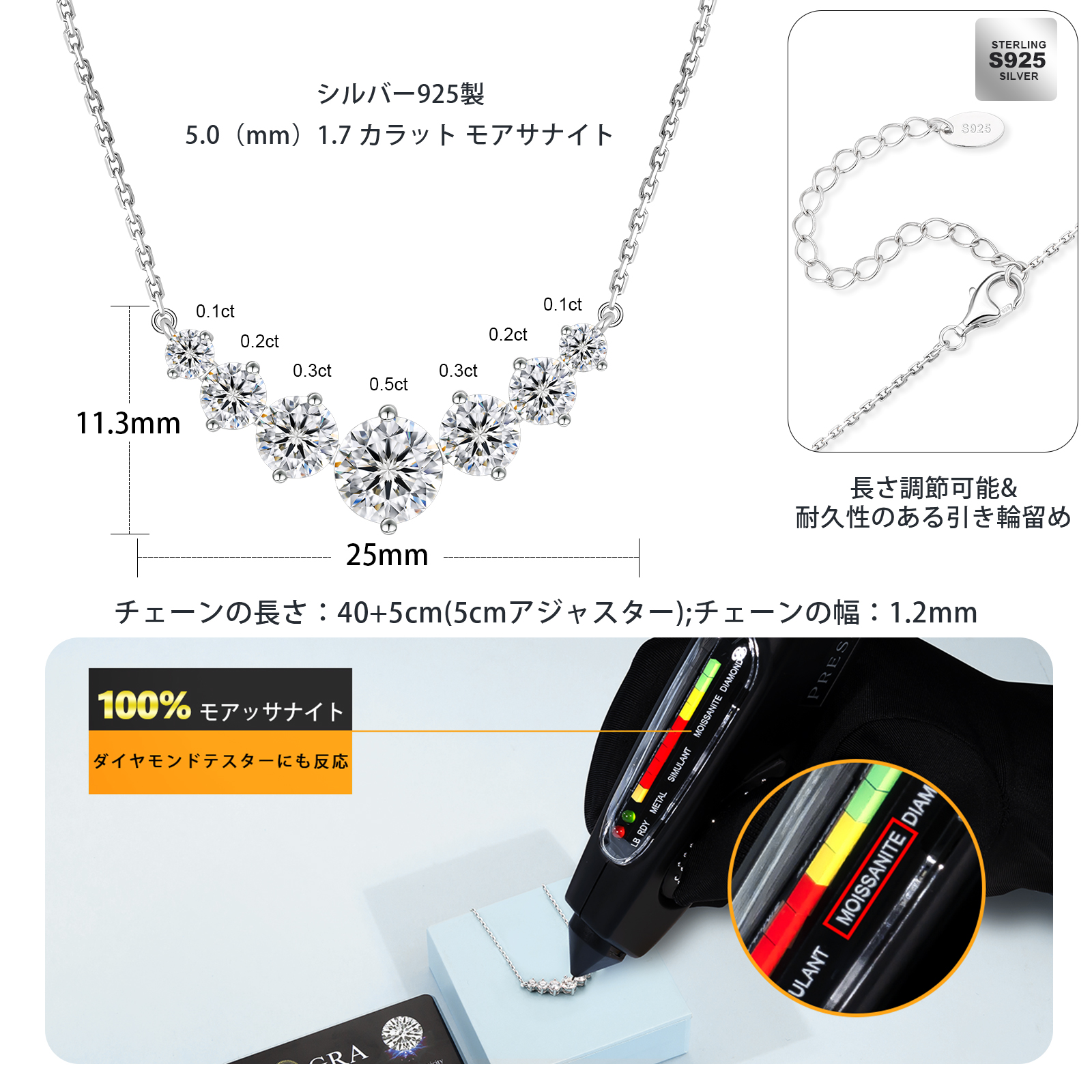 モアサナイト ペンダント ネックレス レディース VVS1 0452 KRKC