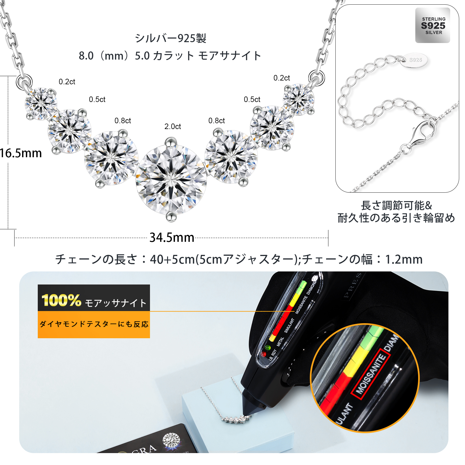 モアサナイト ペンダント ネックレス レディース VVS1 0452 KRKC