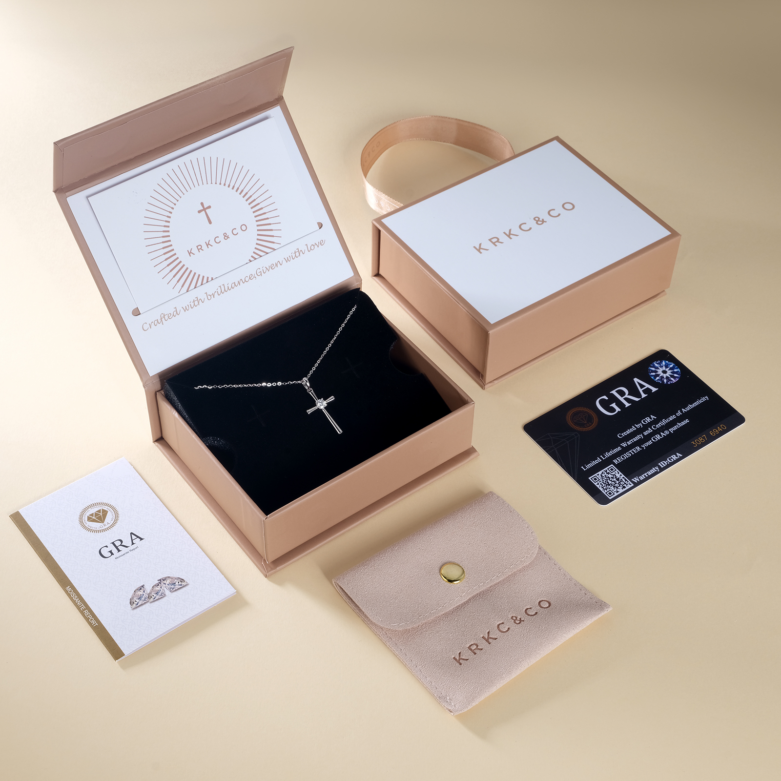 【Twist in Grace】モアサナイト クロス ペンダント ネックレス S925 シルバー KRKC&CO