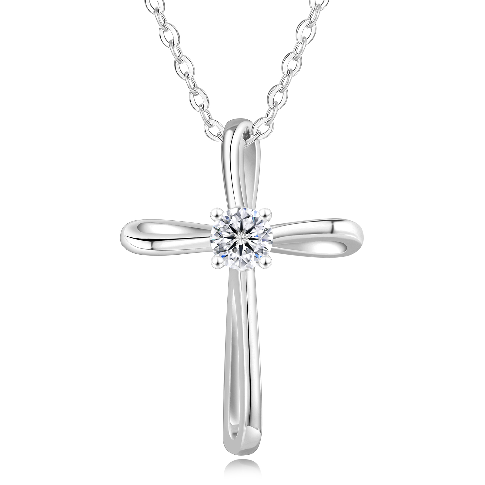 【Twist in Grace】モアサナイト クロス ペンダント ネックレス S925 シルバー 0454 KRKC&CO