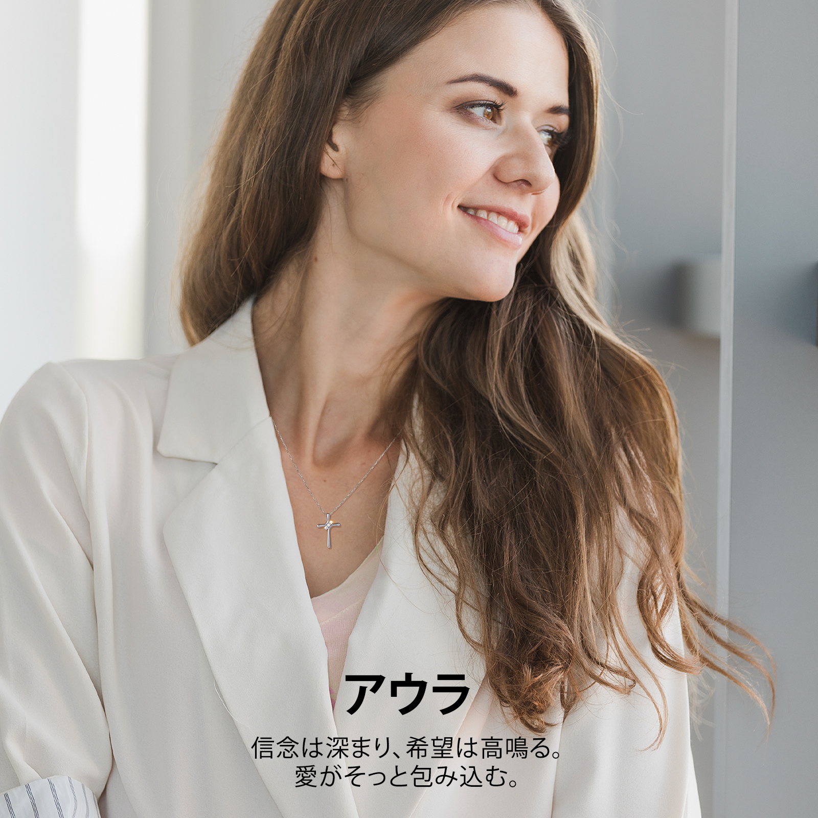 【Twist in Grace】モアサナイト クロス ペンダント ネックレス S925 シルバー 0455 KRKC&CO