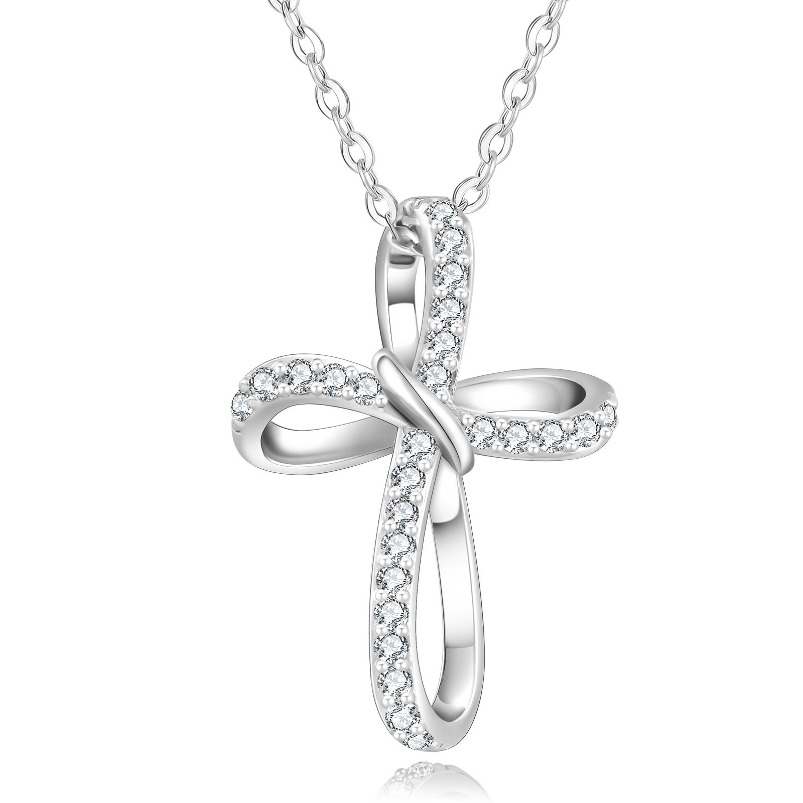 【Twist in Grace】モアサナイト クロス ペンダント ネックレス S925 シルバー 0456 KRKC&CO