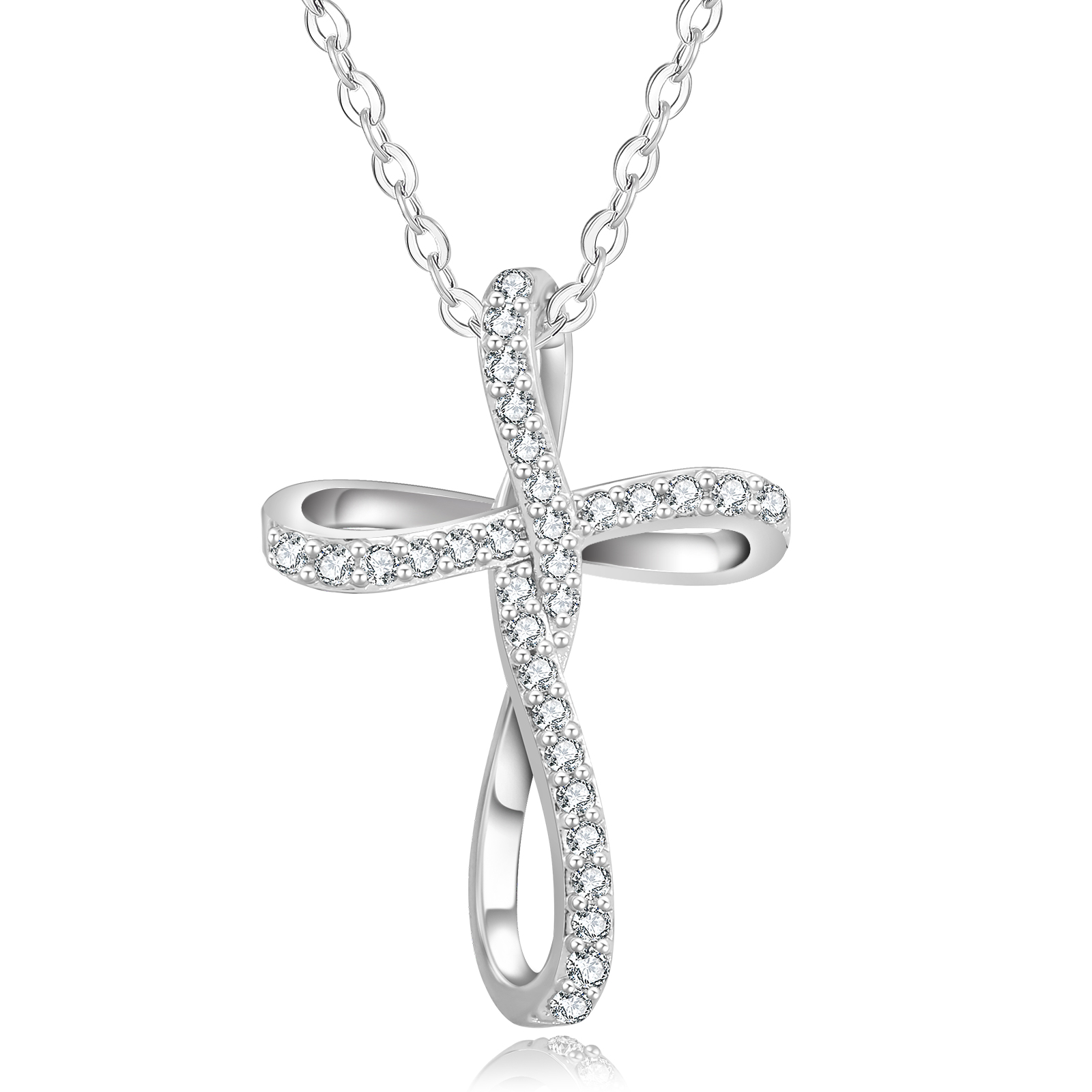 【Twist in Grace】モアサナイト クロス ペンダント ネックレス S925 シルバー 0457 KRKC&CO