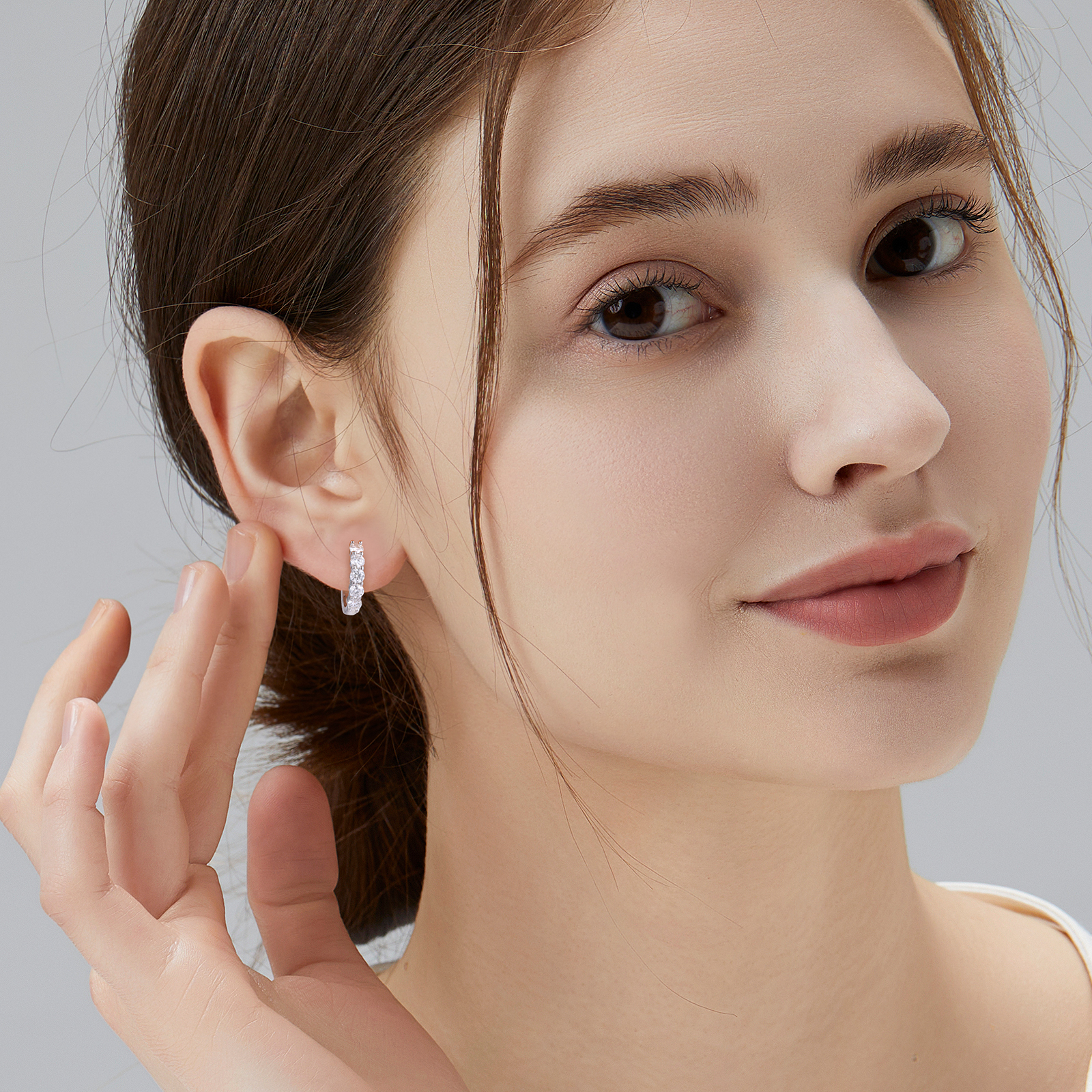 0.6/1.0/1.4/2.0カラット モアサナイト フープ ピアス S925 KRKC