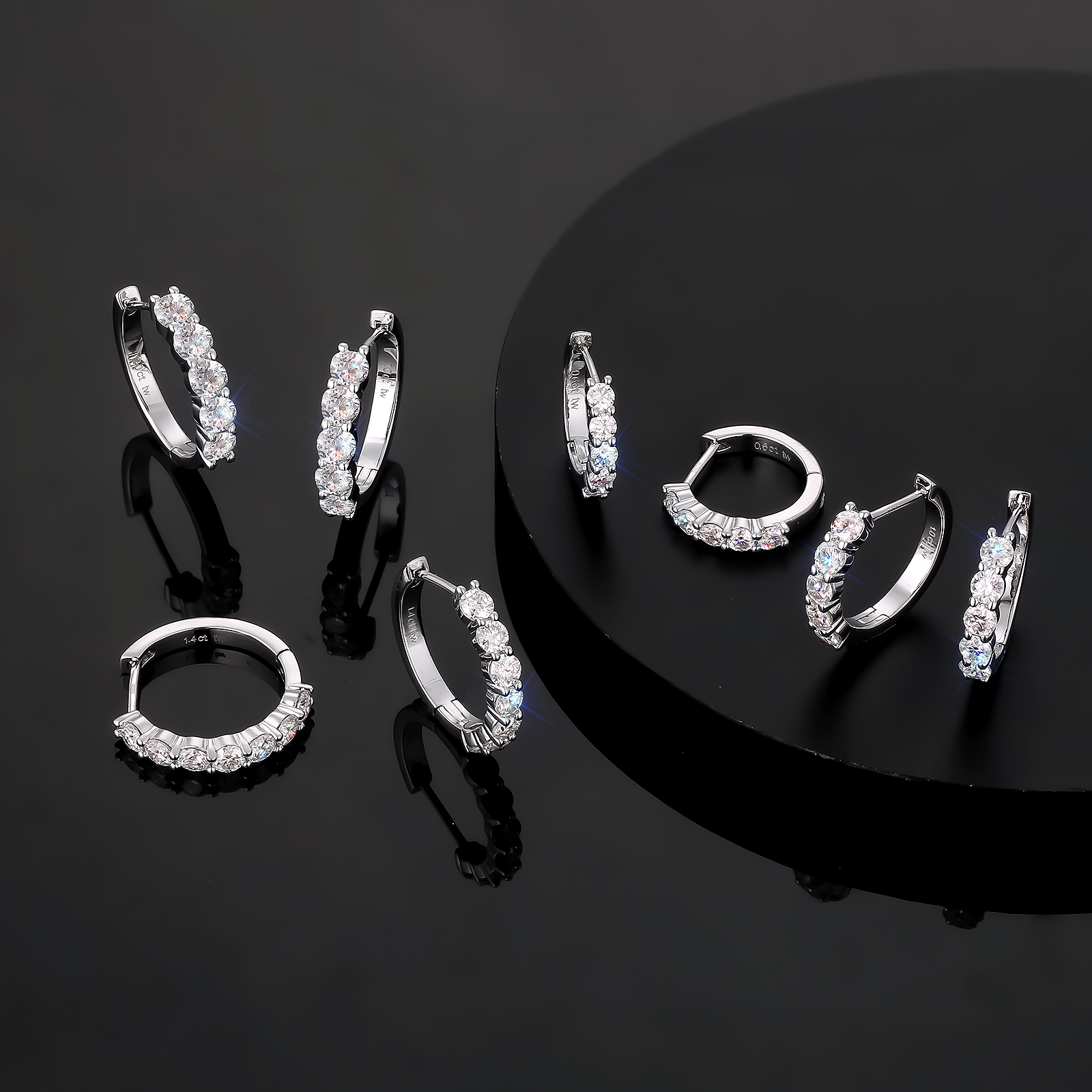 0.6/1.0/1.4/2.0カラット モアサナイト フープ ピアス S925 KRKC