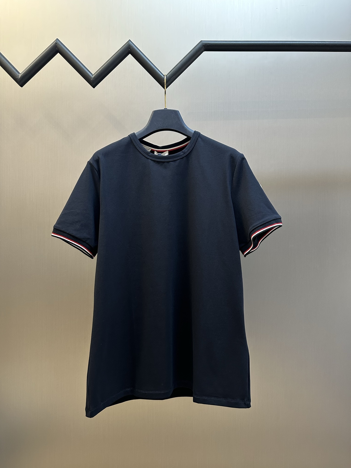 MONCLER Night Blue Tricolour-Trimmed Cotton T-Shirt（L10918C7160087296778）