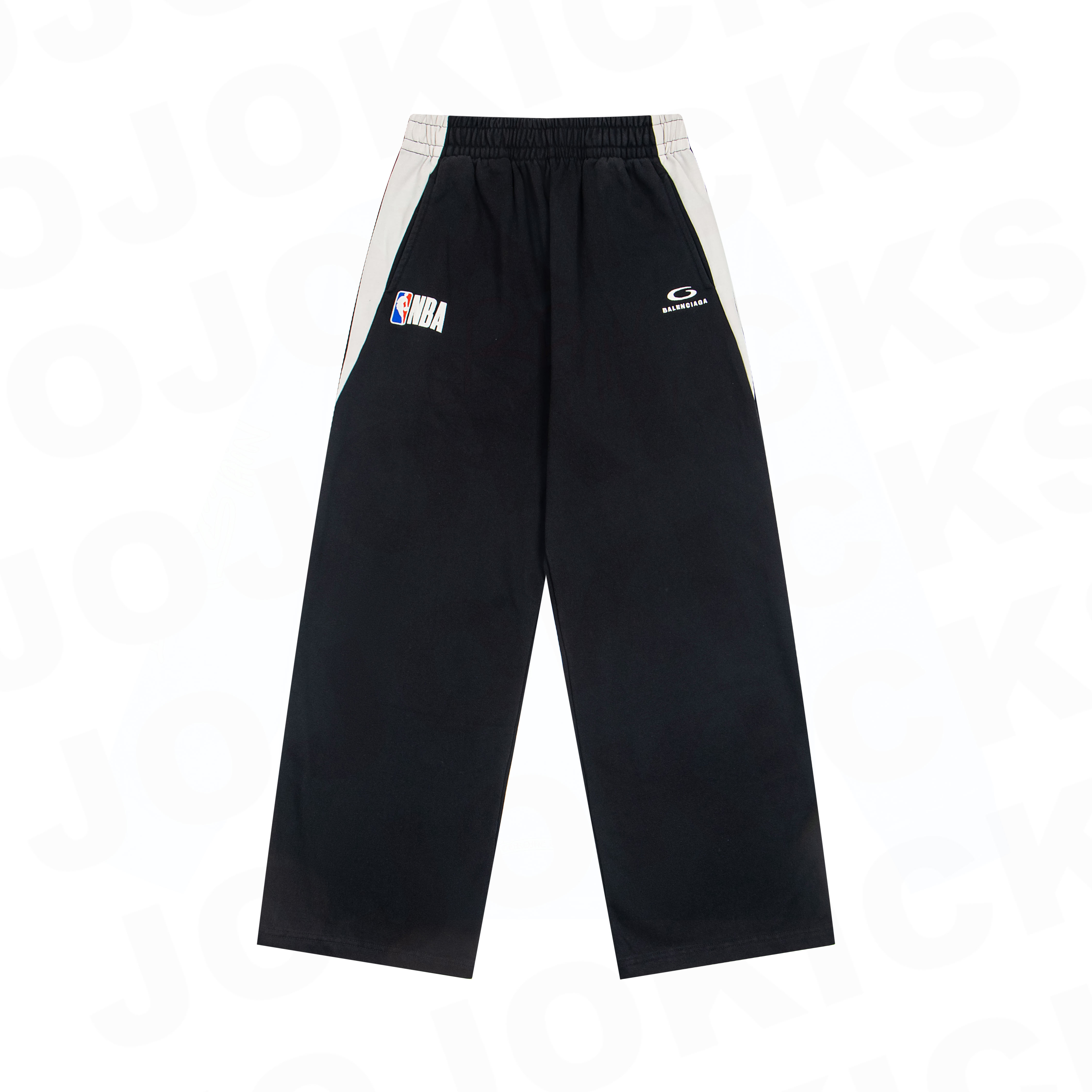 Balenciaga NBA collaboration oversized track pants in black/white（864873TTVV91070）