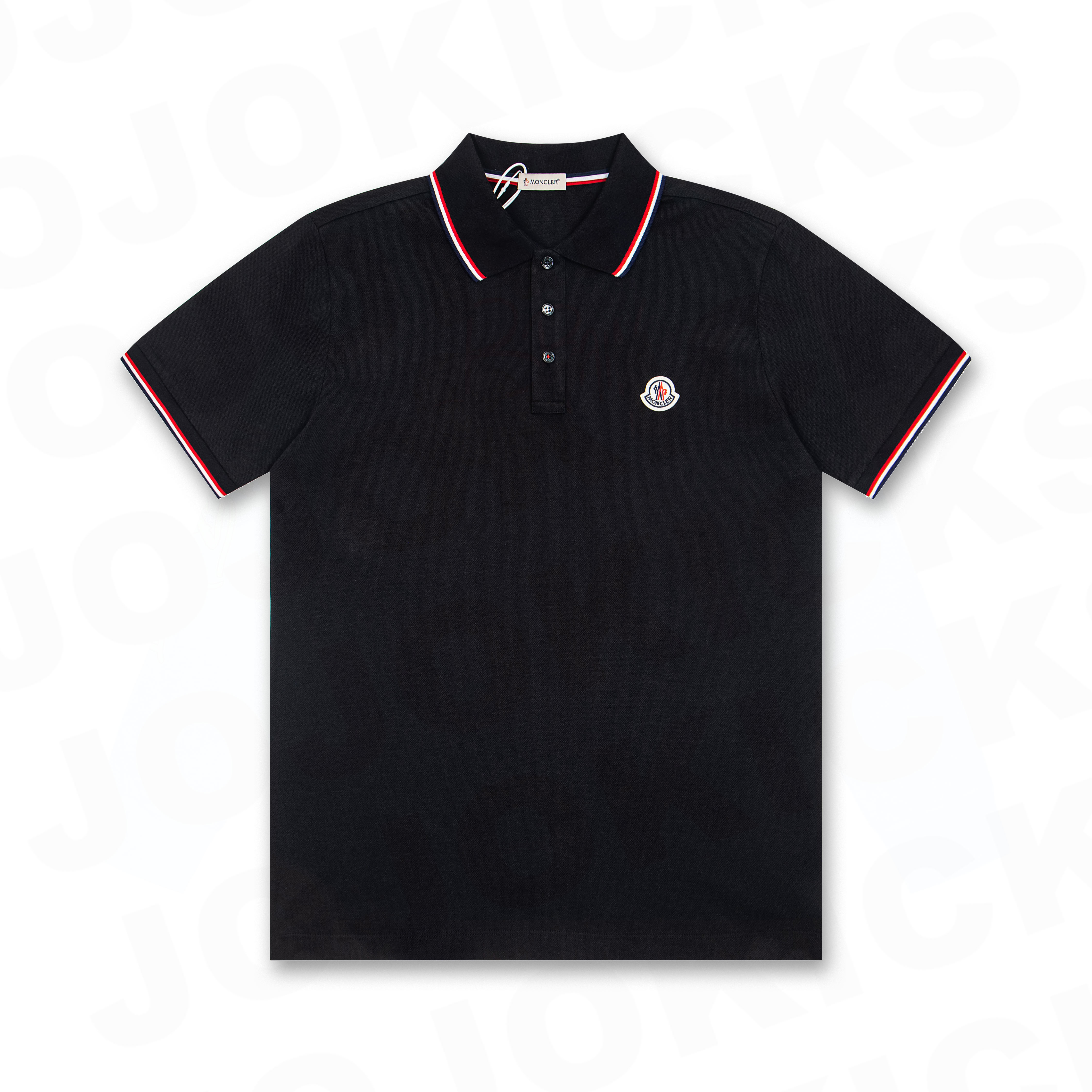 Moncler Black Tricolor-Trimmed Cotton Piquet Polo Shirt（K10918A7030084556999）
