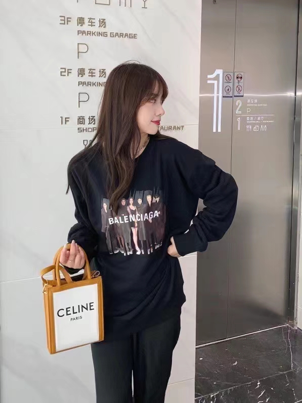 Balenciaga Real Balenciaga Crewneck Sweatshirt 'Black'(652981TIVA21000）