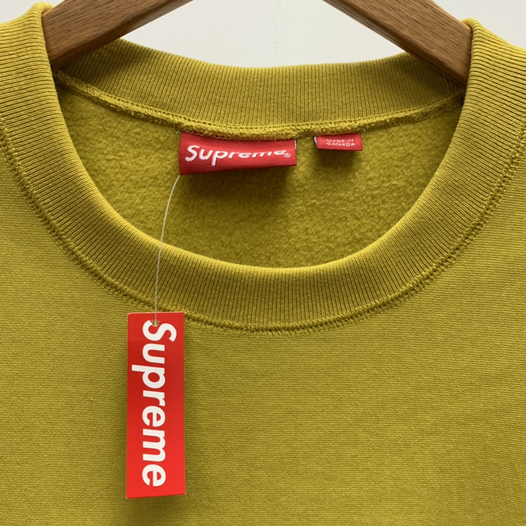Supreme FW18 Box Logo Crewneck Mustard Classic Round Neck Pullover Unisex Yellow （SUP-FW18-1078）