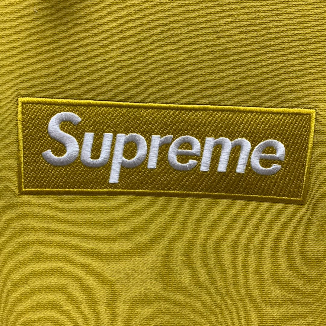 Supreme FW18 Box Logo Crewneck Mustard Classic Round Neck Pullover Unisex Yellow （SUP-FW18-1078）