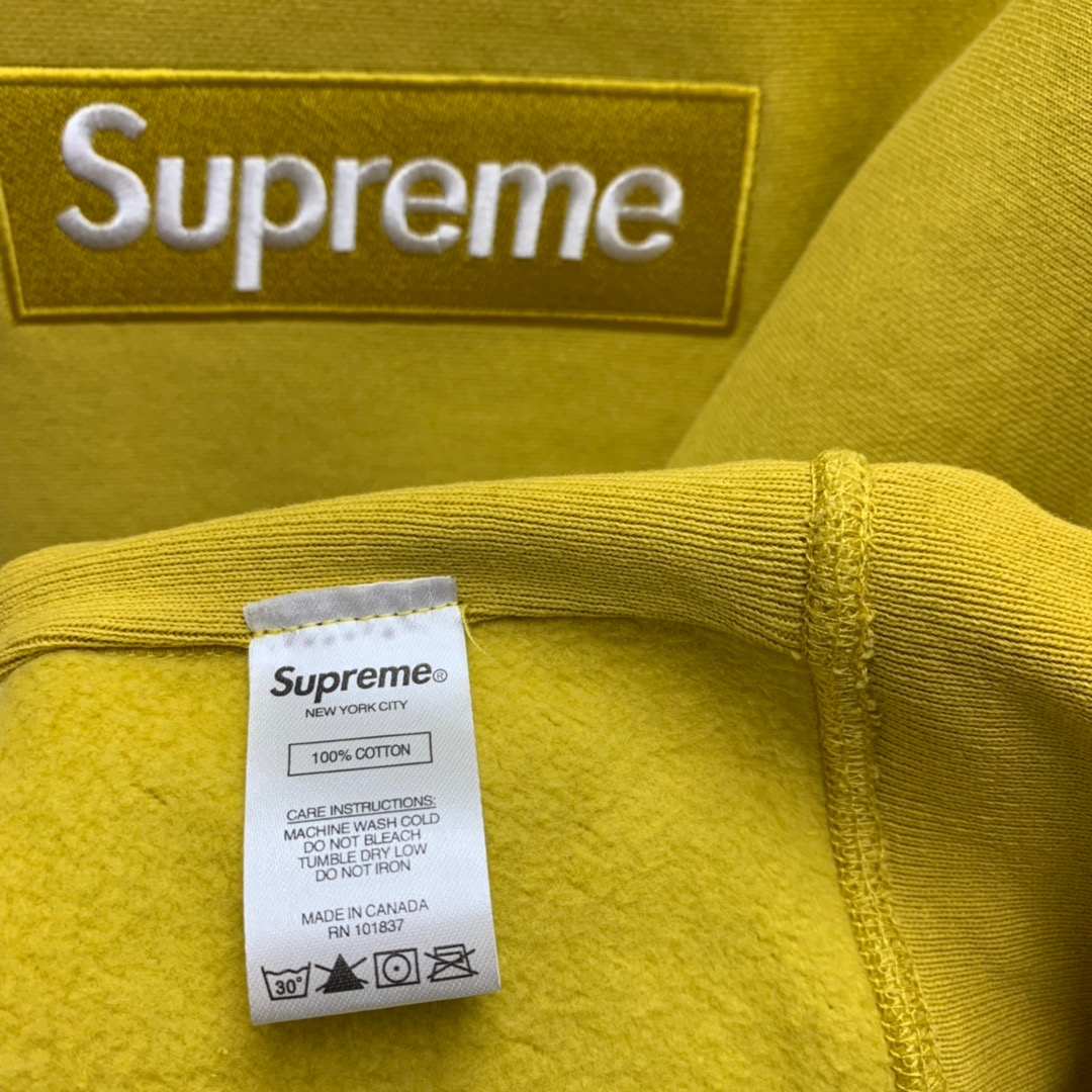 Supreme FW18 Box Logo Crewneck Mustard Classic Round Neck Pullover Unisex Yellow （SUP-FW18-1078）