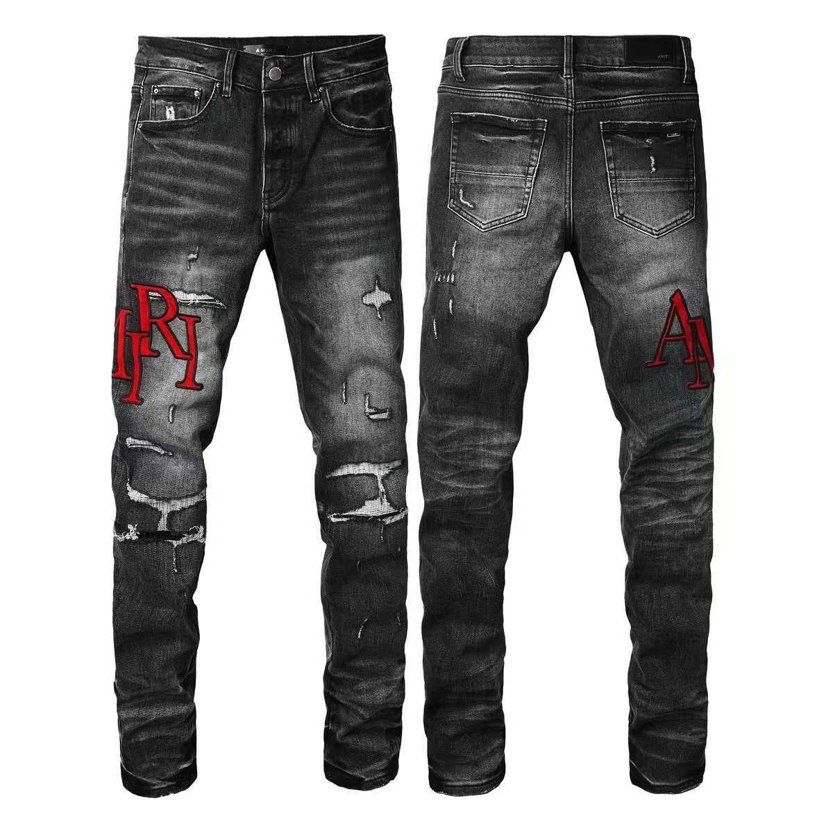 Amiri Staggered Logo Jean Rain Grey (AMDNSY1060-GREY）