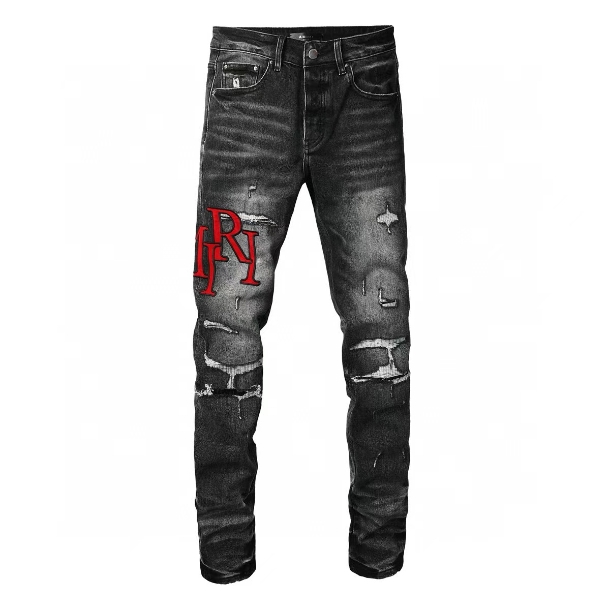 Amiri Staggered Logo Jean Rain Grey (AMDNSY1060-GREY）