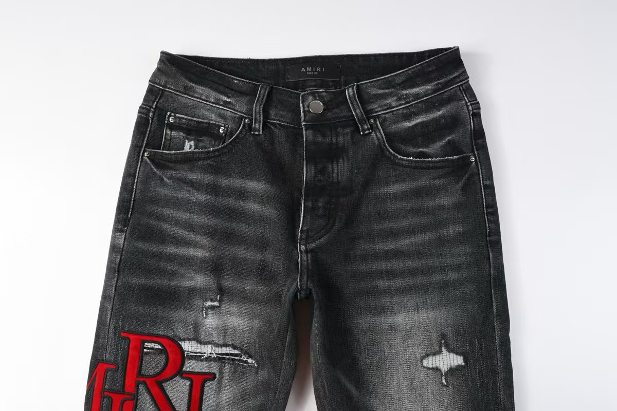 Amiri Staggered Logo Jean Rain Grey (AMDNSY1060-GREY）