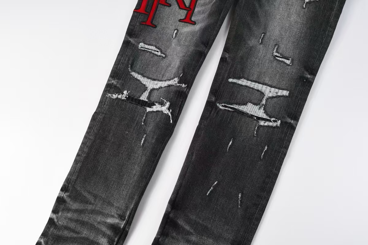 Amiri Staggered Logo Jean Rain Grey (AMDNSY1060-GREY）