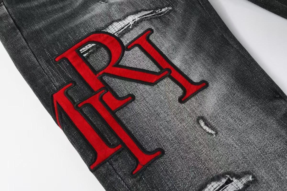 Amiri Staggered Logo Jean Rain Grey (AMDNSY1060-GREY）