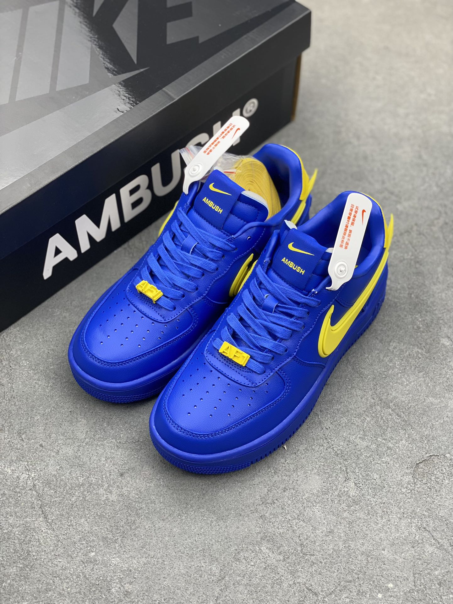 AMBUSH × Nike Air Force 1 Low "Game Royal and Vivid Sulfur"（DV3464-400）