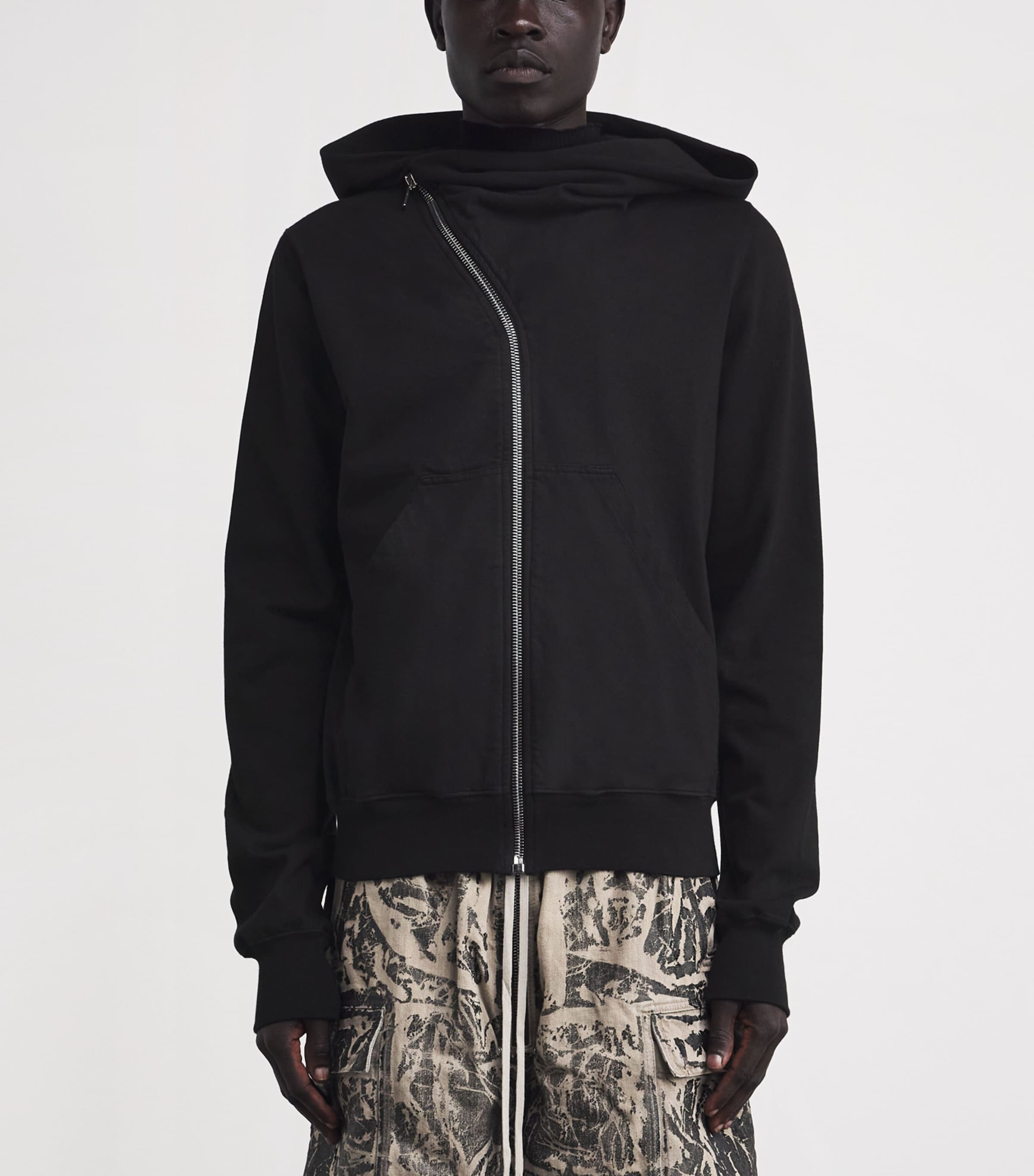 Rick Owens Black Cotton Mountain Hoodie | Harrods US