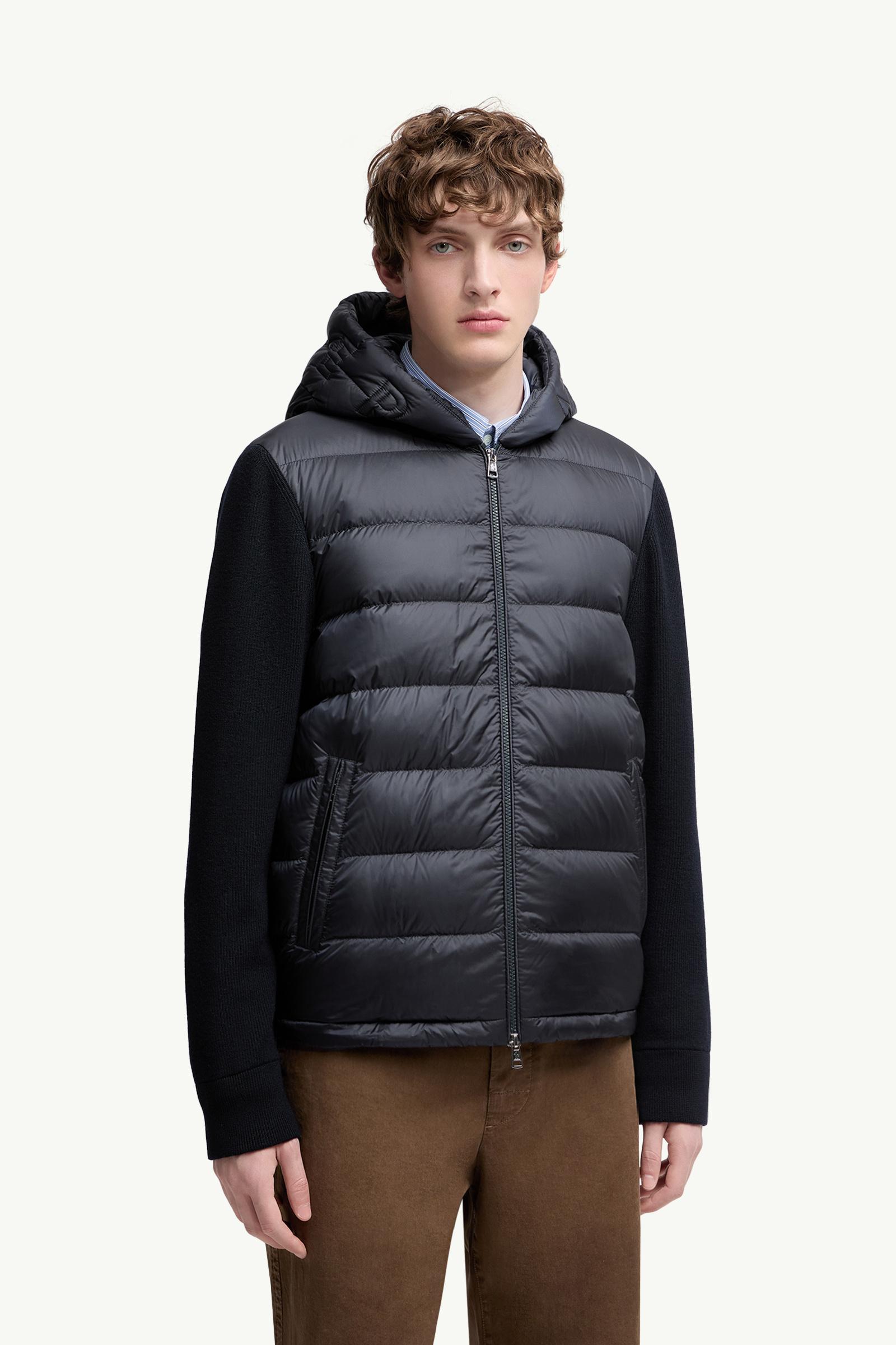 Blue Padded Wool Zip-Up Hoodie - Sweaters & Cardigans for ...