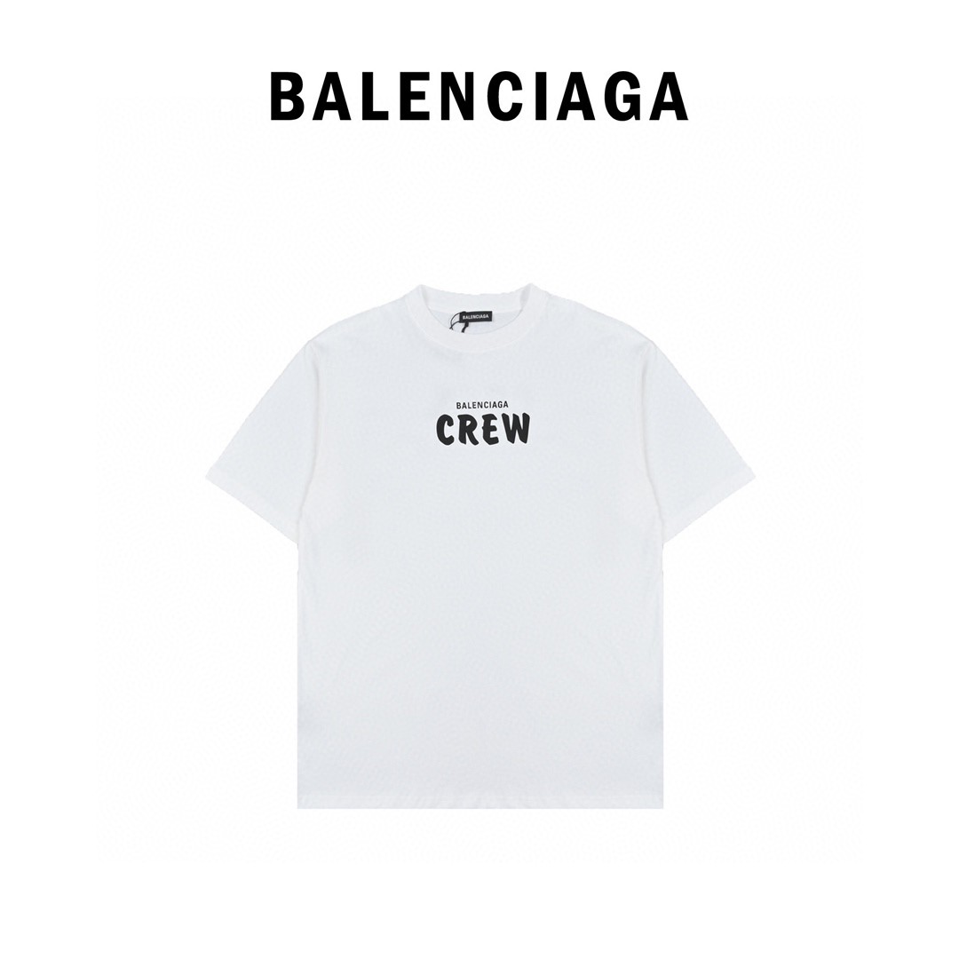 Balenciaga Crew Alphabet Printing Short Sleeve 'White'（620969TIV749040）
