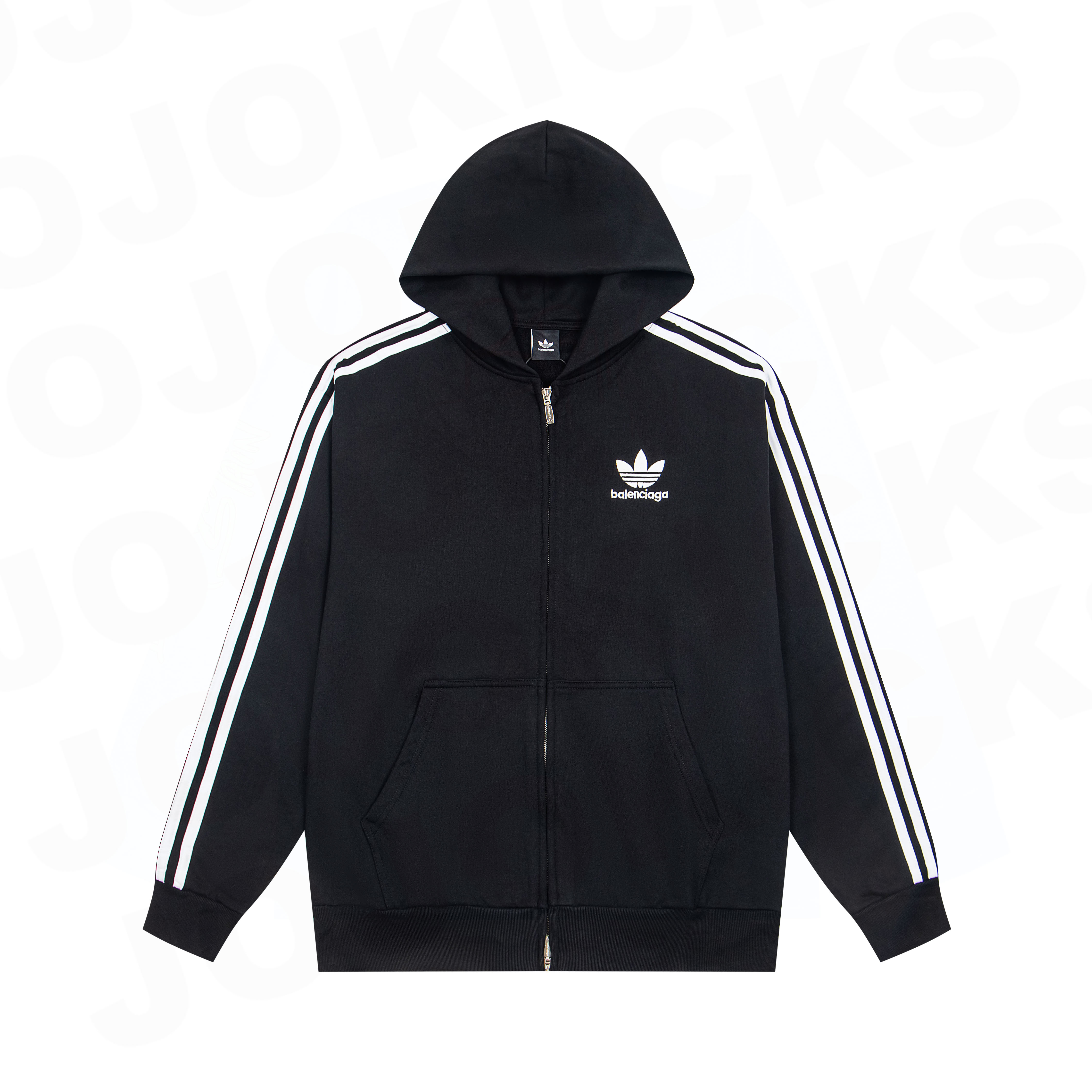 adidas BALENCIAGA Zip-Up Hoodie Small Fit "Black" (723754TNVN28482）