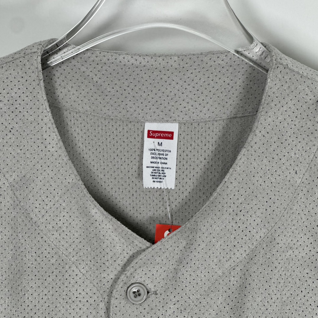 Supreme Ultrasuede Mesh Baseball Jersey "Grey"（SUP-SS24-278）