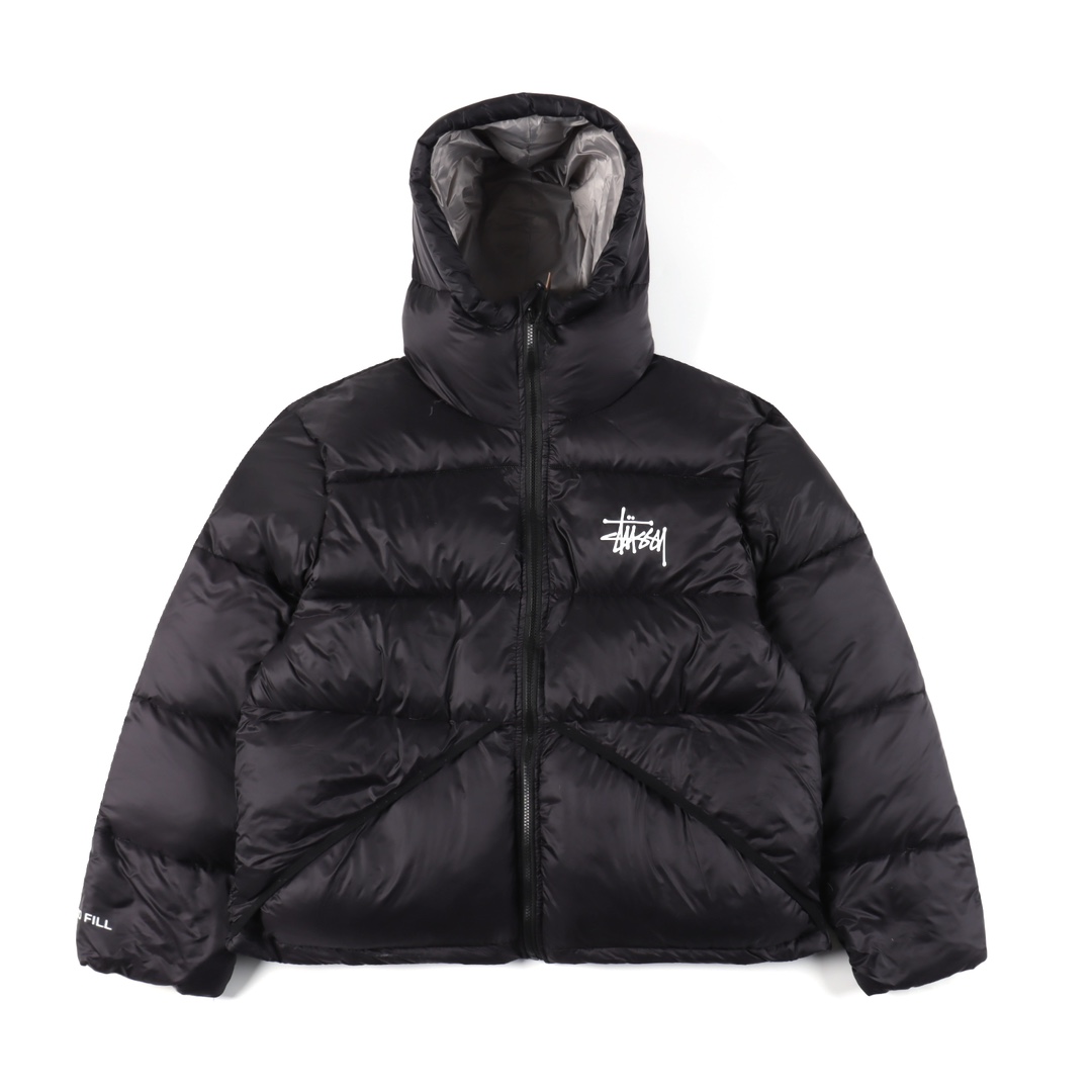 Stussy Micro Down Parka hooded down jacket for men and women "black and gray"（115685）