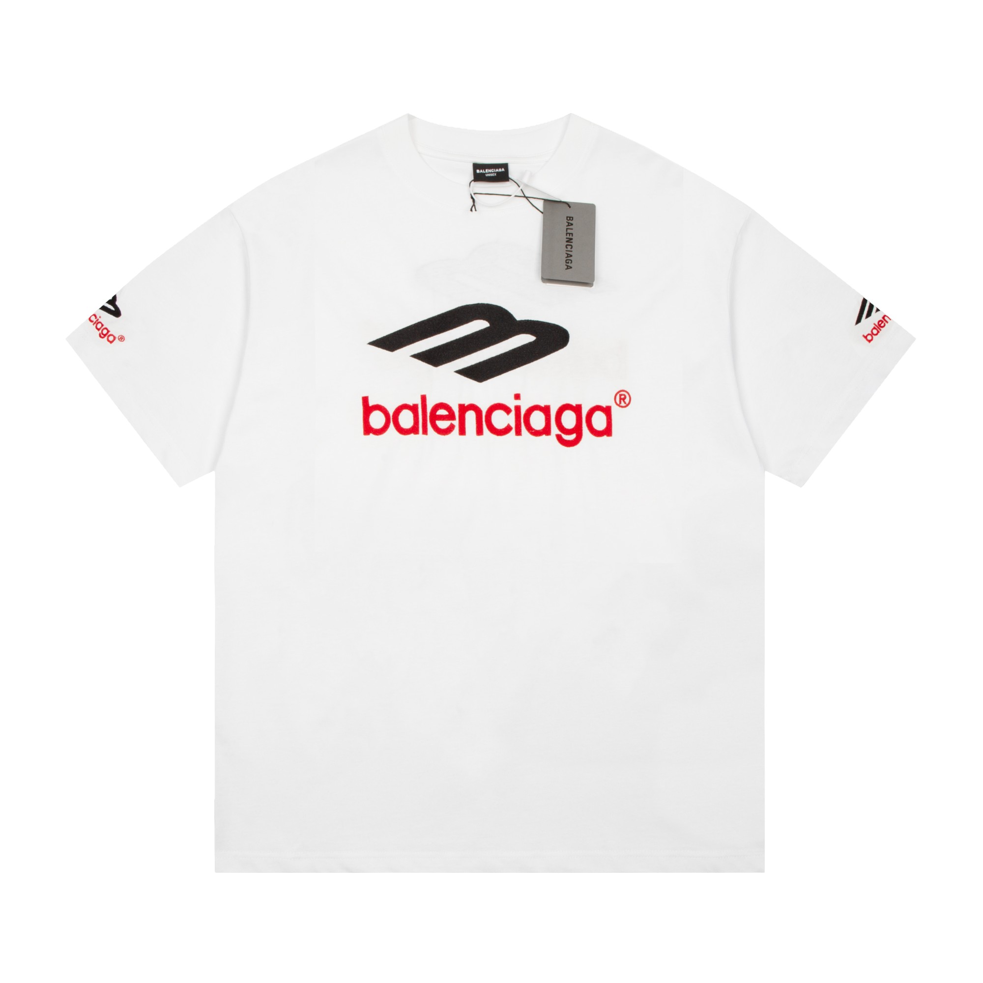 BALENCIAGA white cotton sweatshirt with logo(123528）