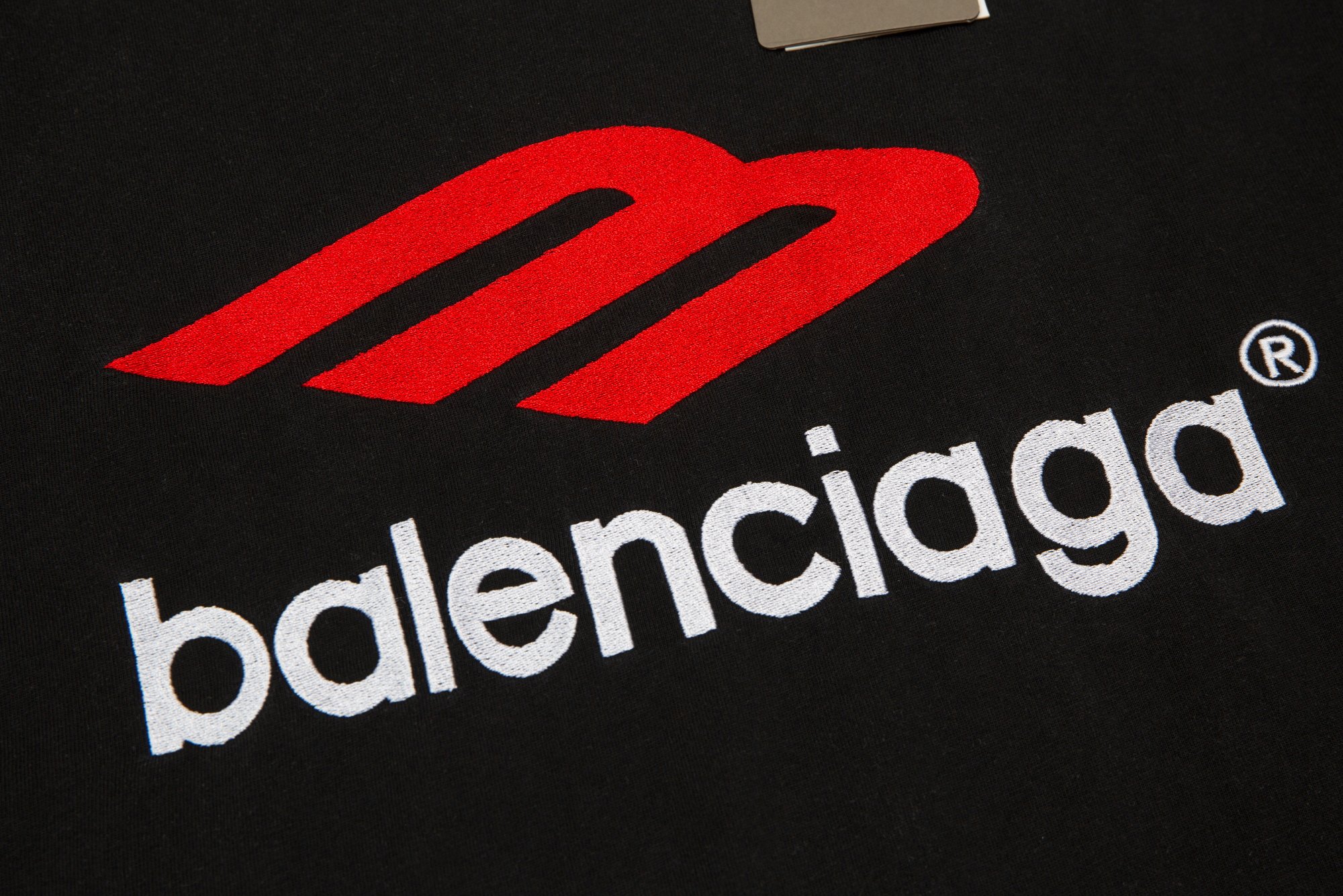 BALENCIAGA Black cotton sweatshirt with logo(123530）