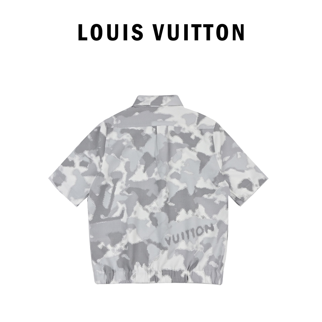 World map camouflage design Louis Vuitton shirt（124495）