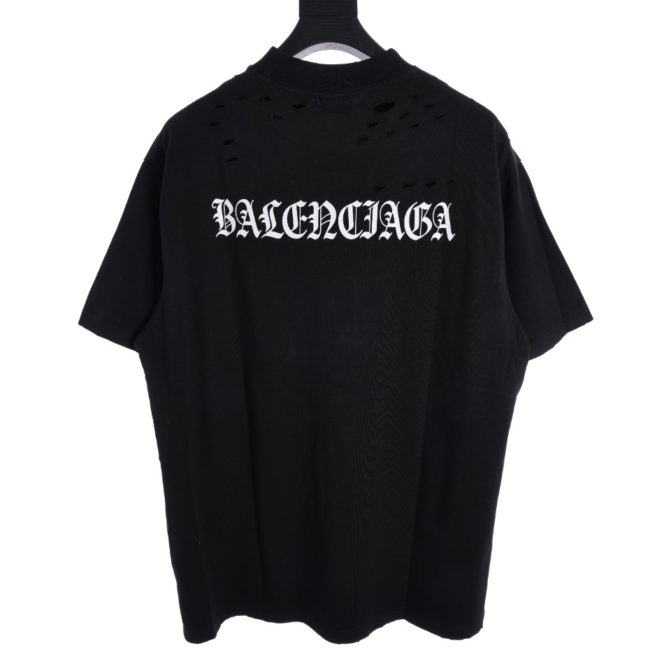 Balenciaga torn print t-shirt（124772）