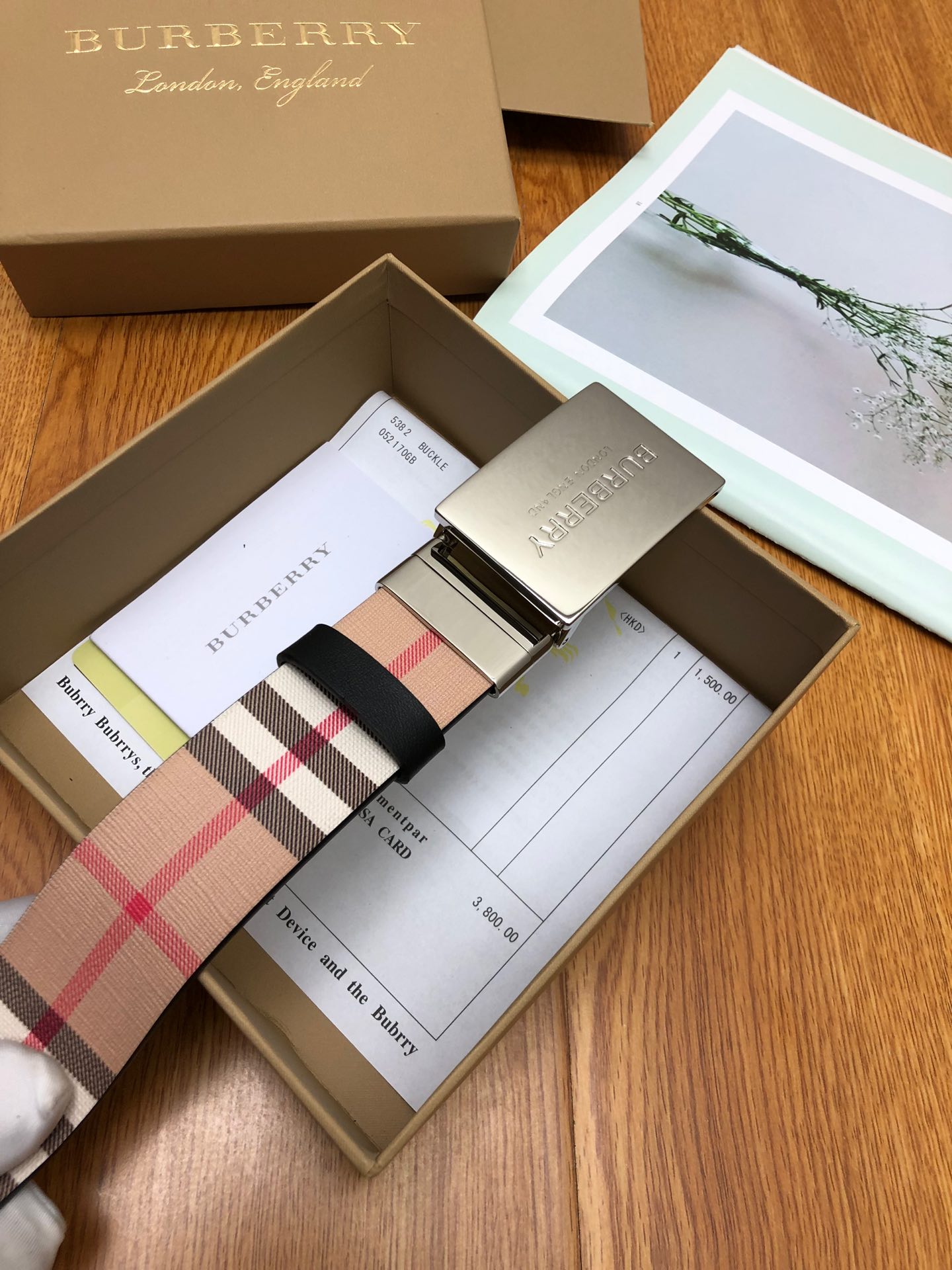 Burberry men's belt in vintage check pattern（80698561）