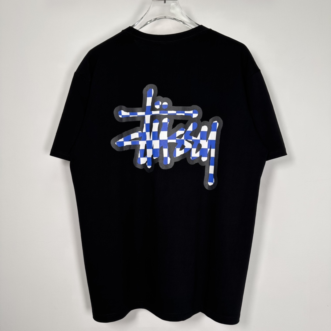 Stussy 23SS CHECKER STOCK TEE "Black"（1904988）