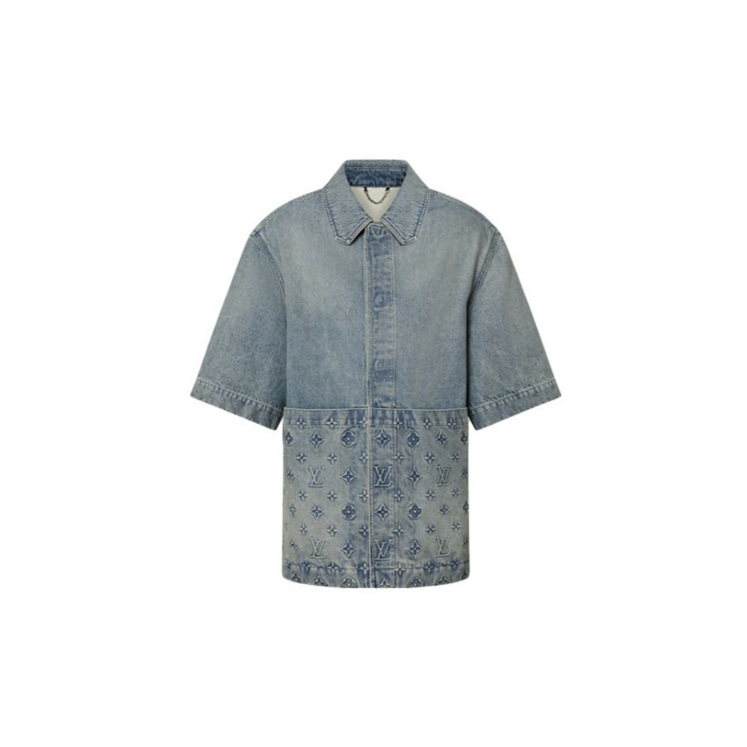 Louis Vuitton Short Sleeve Denim Workwear Shirt Washed Denim （1ABLDH）