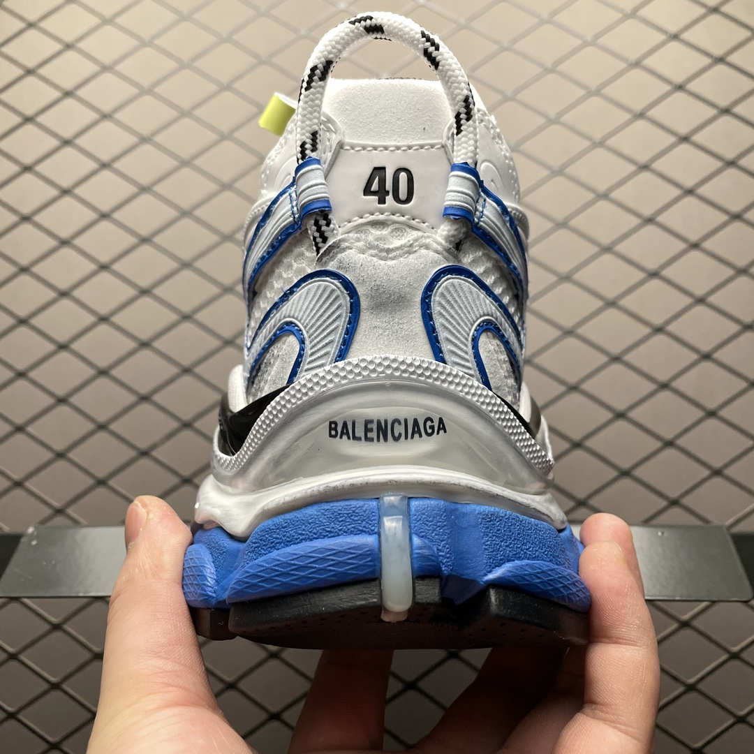BALENCIAGA MEN'S RUNNER 2.0 SNEAKER IN WHITE/YELLOW/BLUE（779066W3RXP9074）