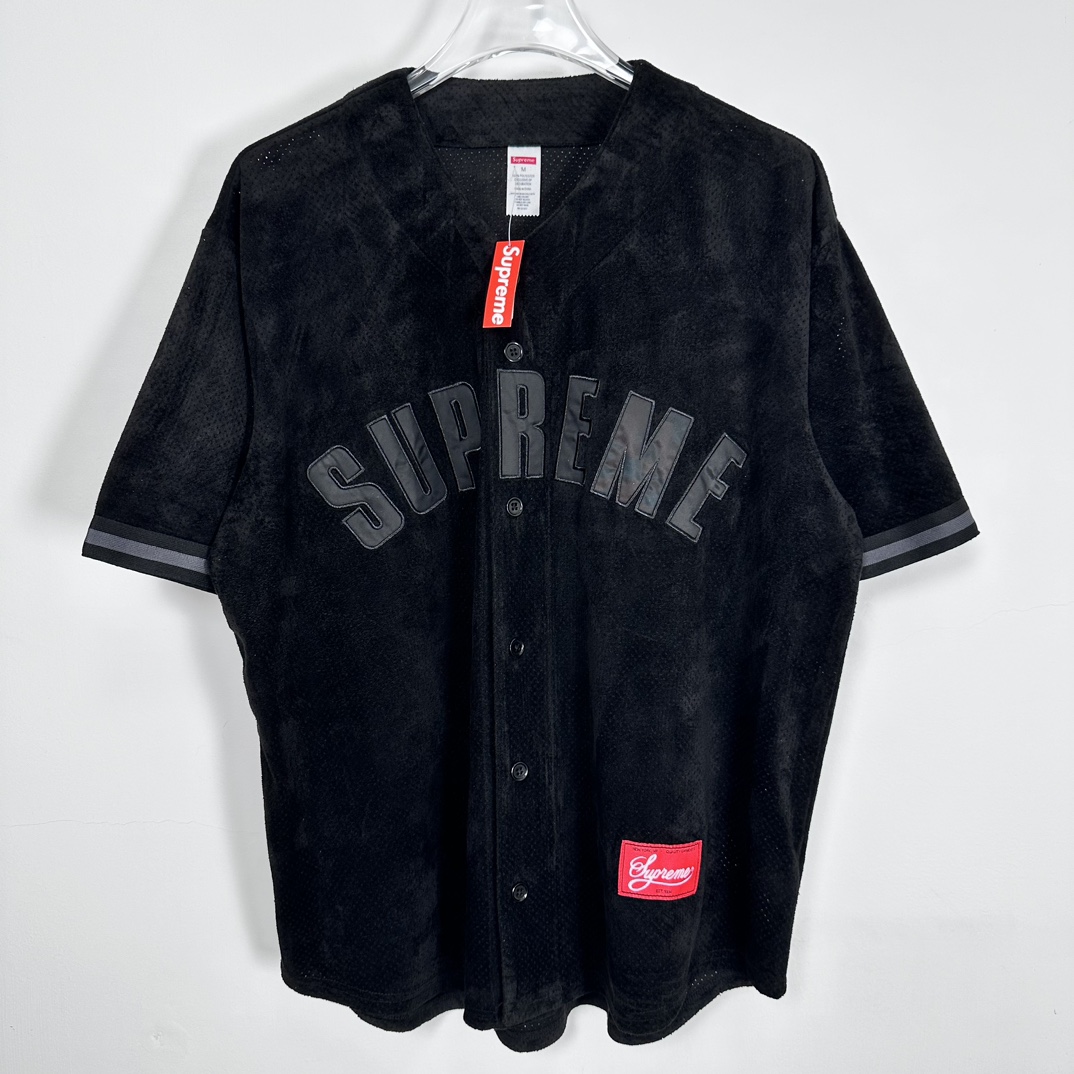 Supreme Ultrasuede Mesh Baseball Jersey "Black"（SUP-SS24-278-2）