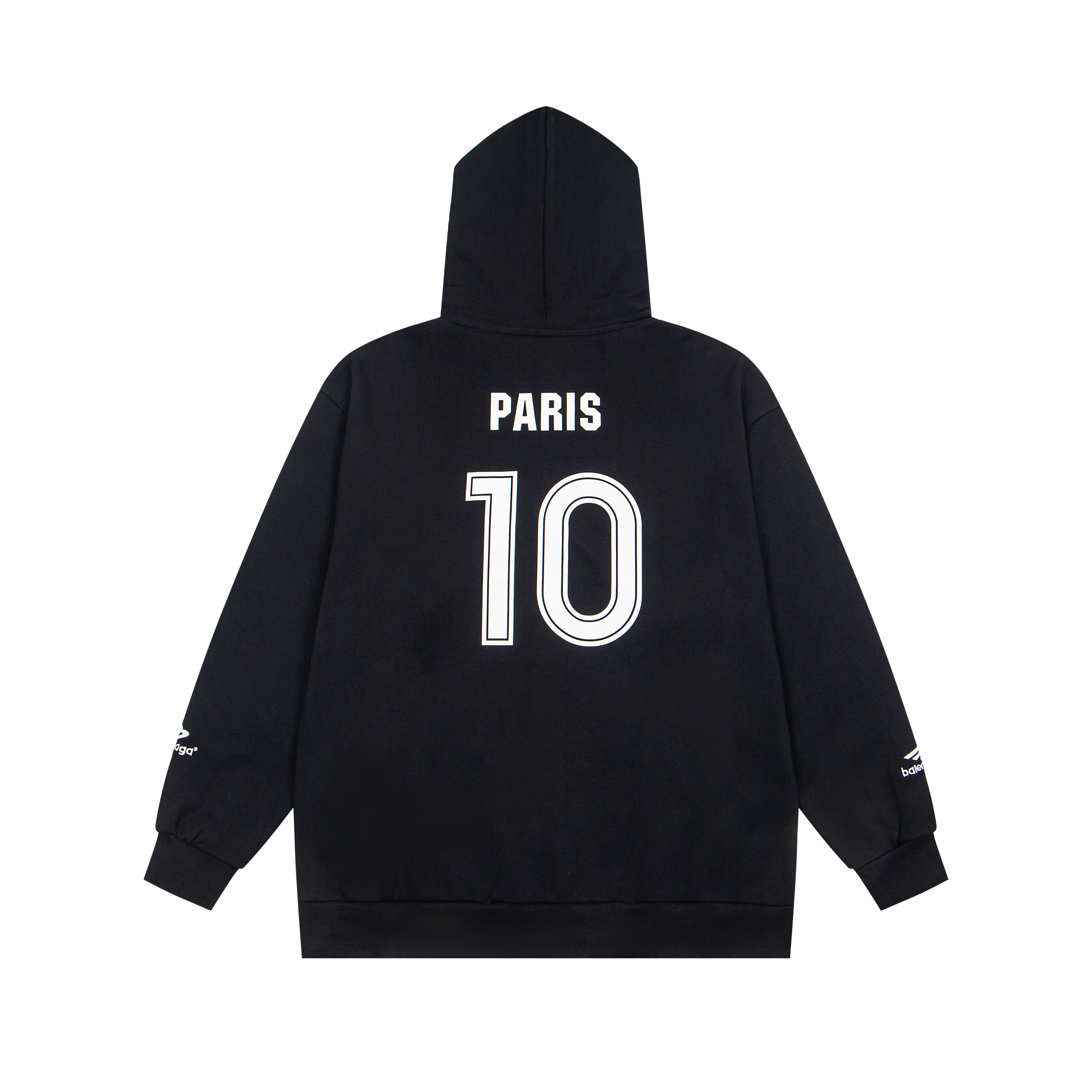 Balenciaga Paris Soccer Zip-up Hoodie Medium Fit 'Black White'(744457TPVS61070）