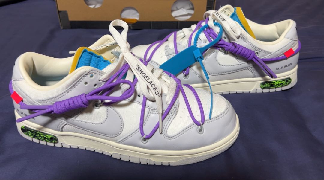 Off Ho Wight x Nike Dunk Low 1 OF 50 "47" Gray/Purple DM1602-125 25.5cm