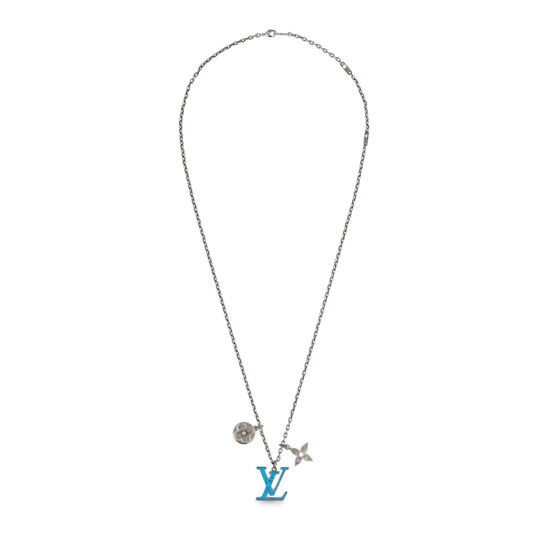 LOUIS VUITTON Necklace Pendant LV Initial Turquoise Metal （M68904）