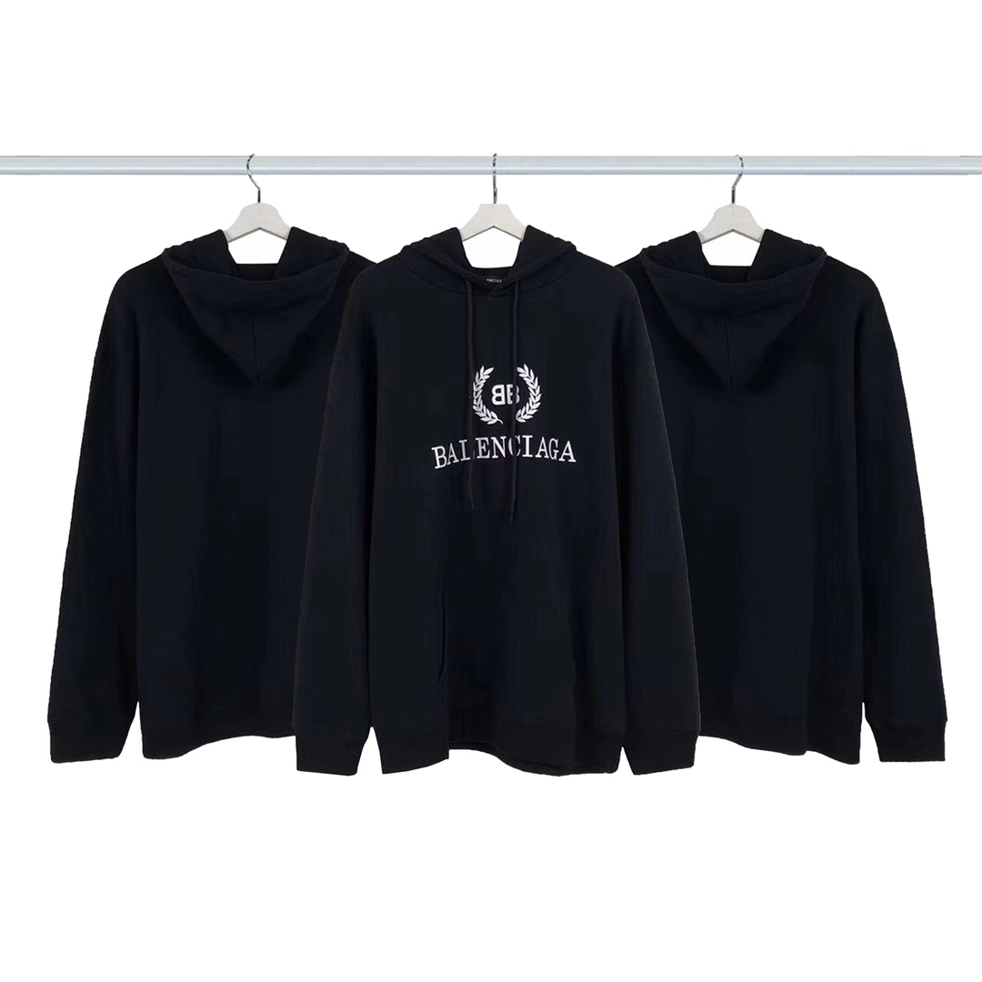 Balenciaga Men's White Logo Wreath Hoodie（547765TCV311300）