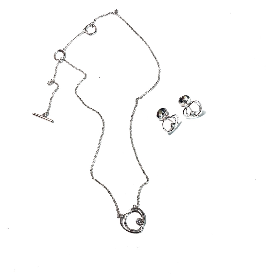 Hermes Vertige Cœur necklace and earrings （H119311B-00ST）