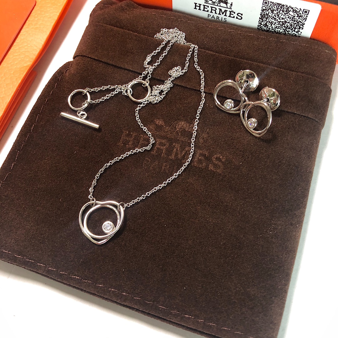 Hermes Vertige Cœur necklace and earrings （H119311B-00ST）