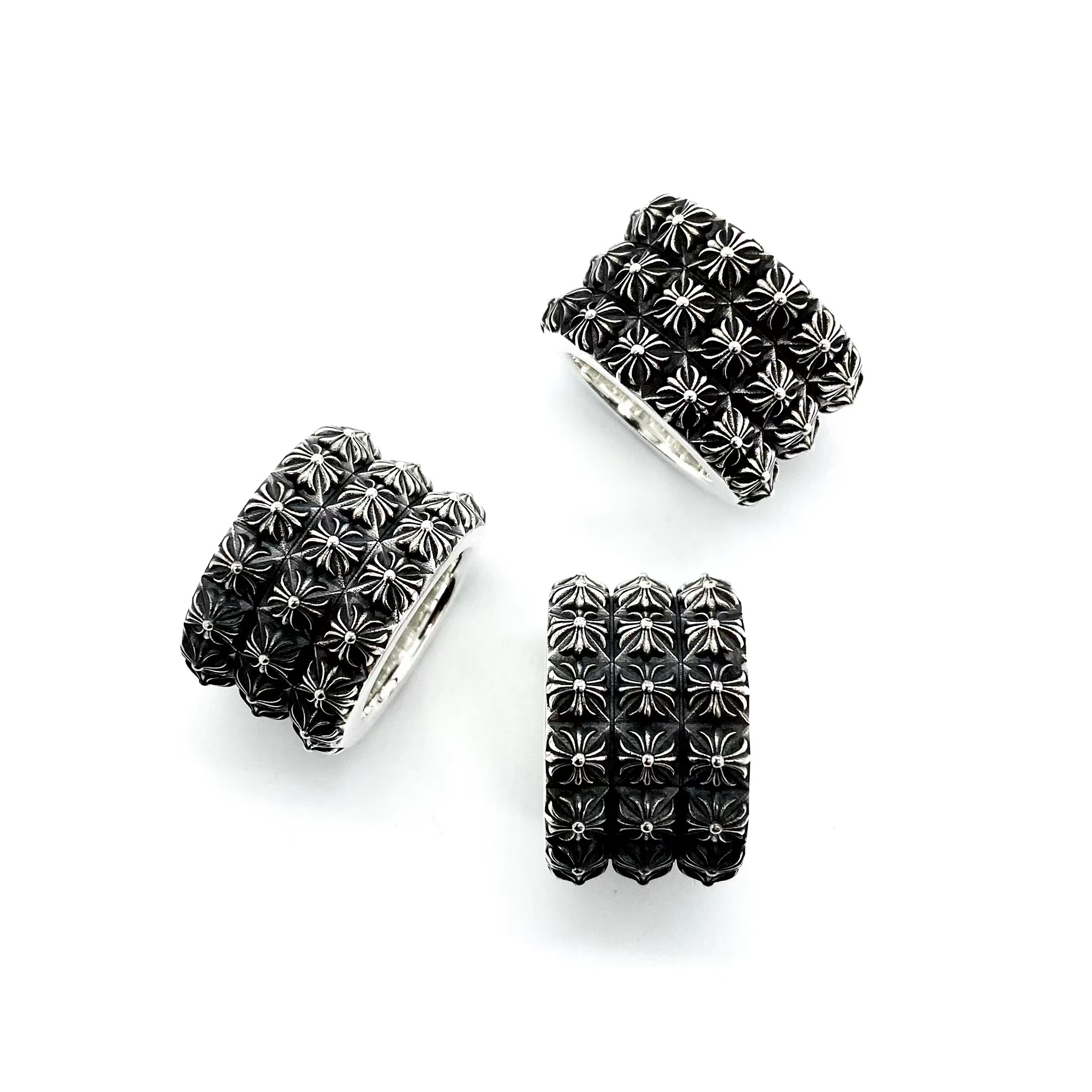 CHROME HEARTS Three-layer cross flower ring（CHROME HEARTS 279）