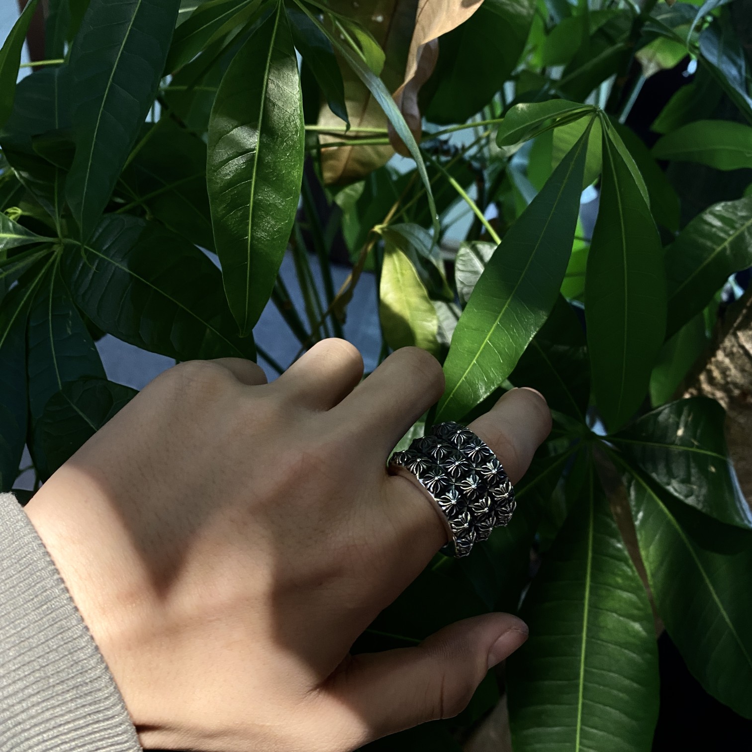 CHROME HEARTS Three-layer cross flower ring（CHROME HEARTS 279）