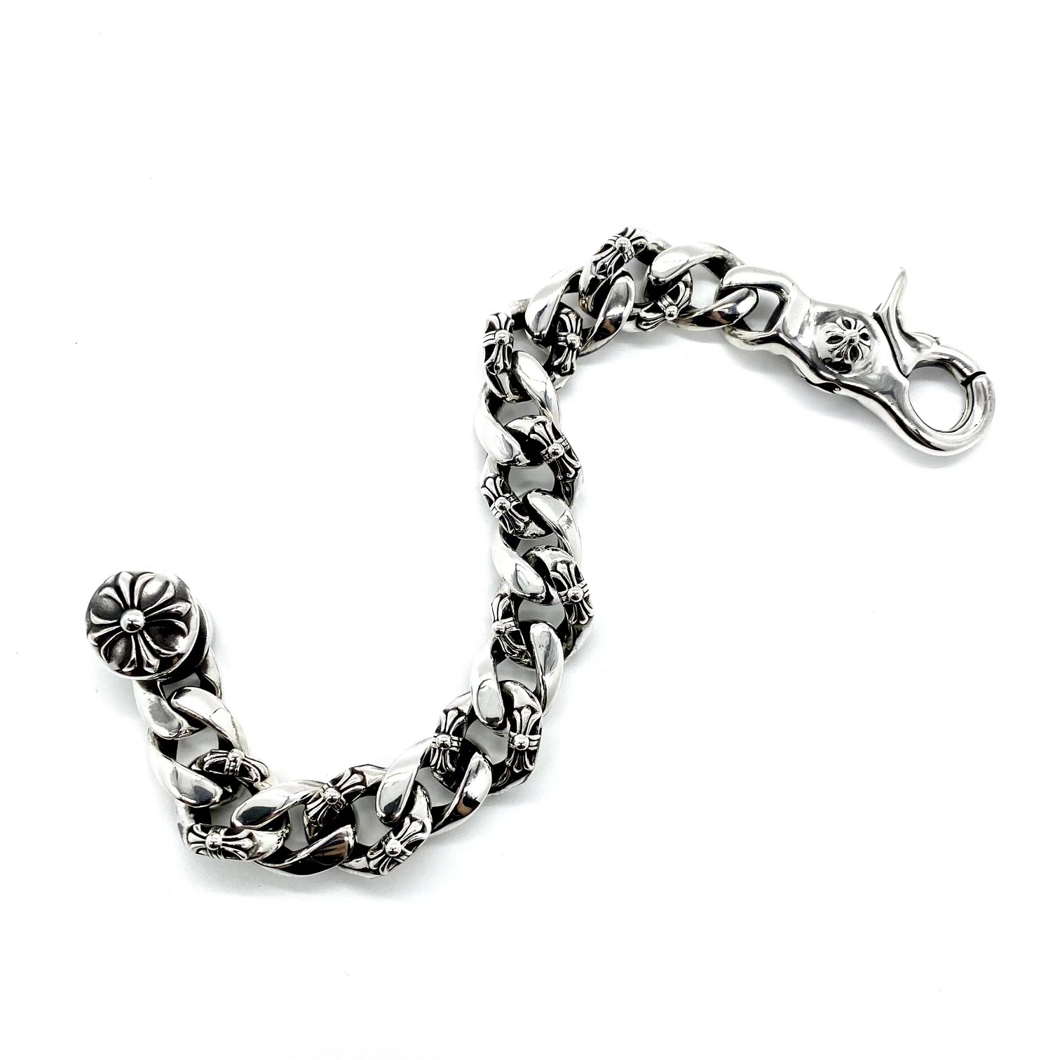 𝗖𝗵𝗿𝗼𝗺𝗲 𝗛𝗲𝗮𝗿𝘁𝘀 Half flower shrimp clasp large bracelet（CHROME HEARTS 322）