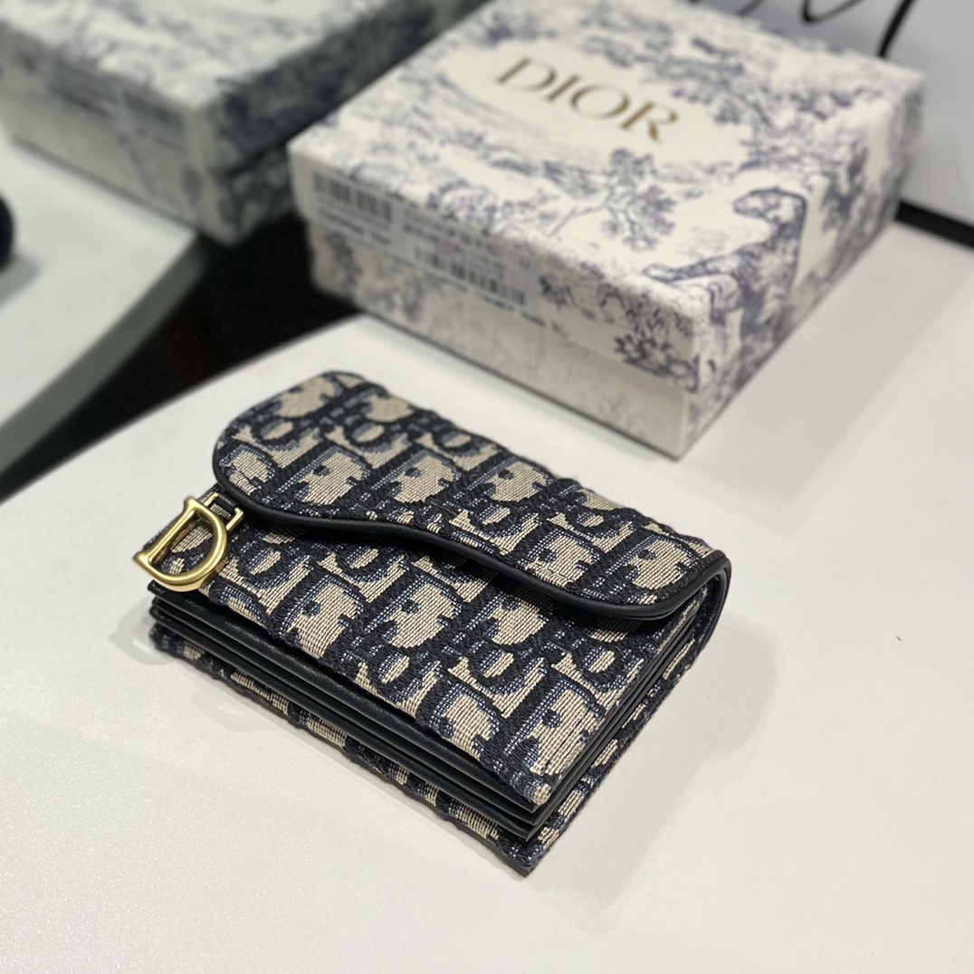 Dior Saddle 5 Gusset Card Holder Blue Dior Oblique Jacquard（S5644CTZQ-M928）