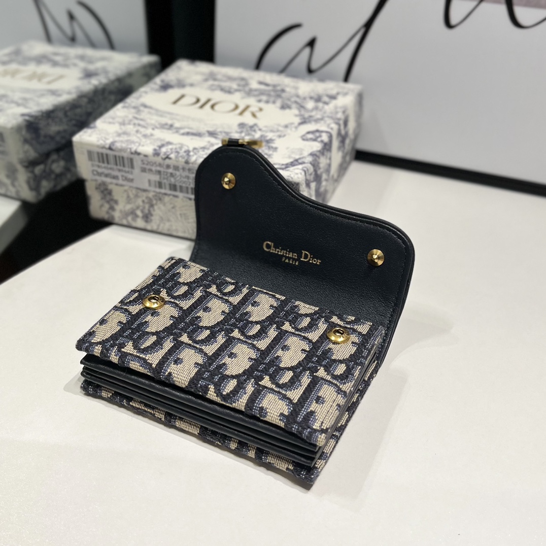 Dior Saddle 5 Gusset Card Holder Blue Dior Oblique Jacquard（S5644CTZQ-M928）