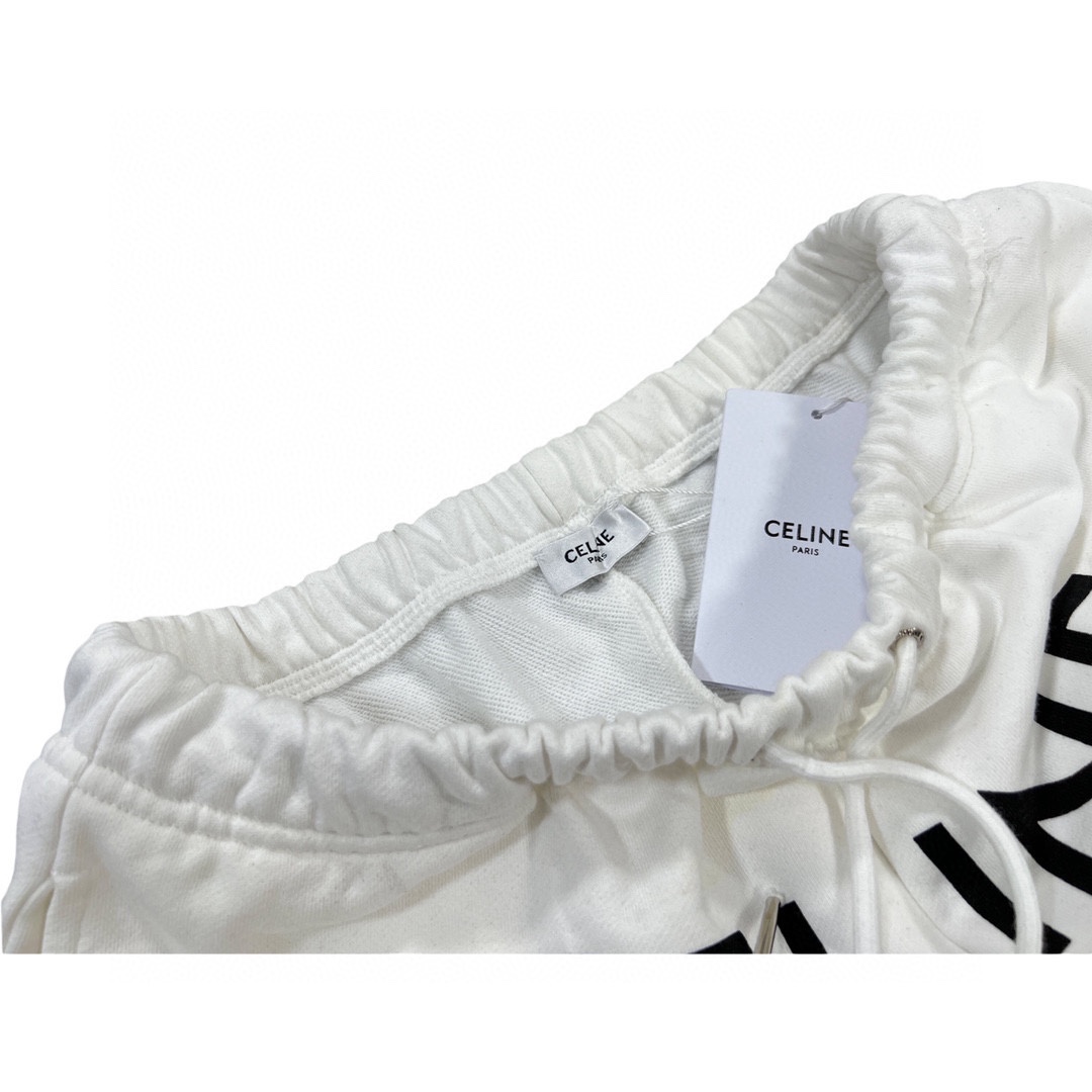 CELINE Loose Celine Shorts In Cotton Fleece "Off White/Black"（2Z156670Q-01OB）