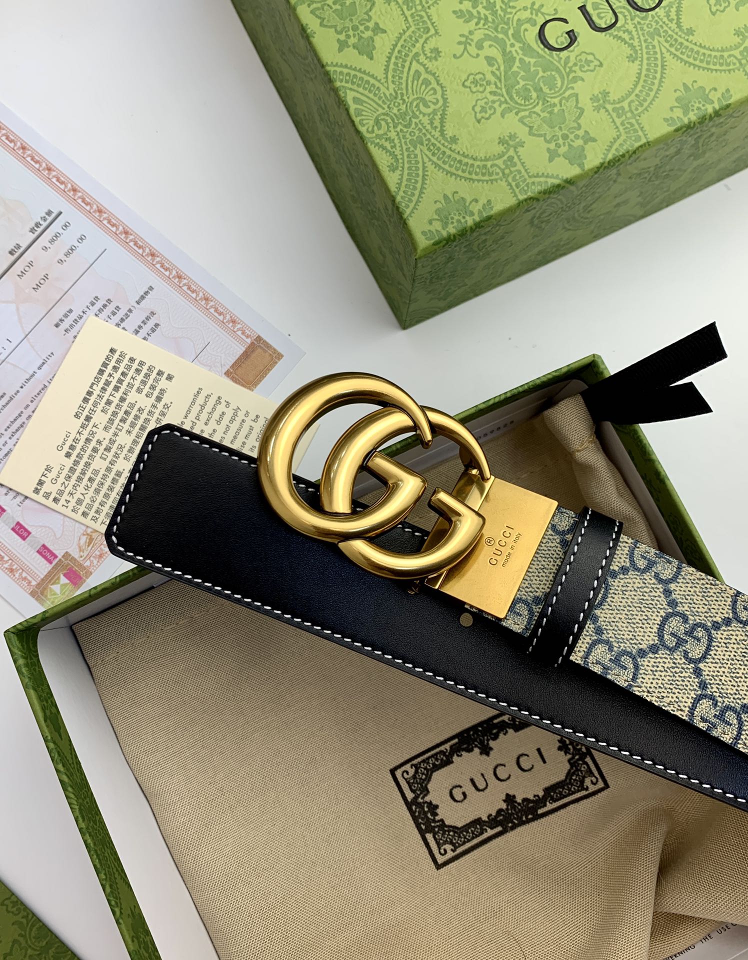 Gucci GG Marmont Reversible Belt-3.8cm（627055-92TIN-4075）